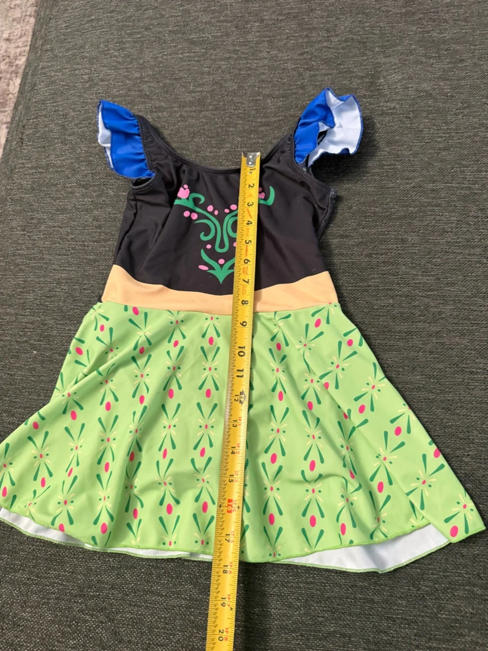 Girls Green & Black Disney Princess one piece swim suit size S/M